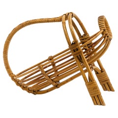 Portabottiglie o supporto per bottiglie in rattan vintage francese, metà del XX secolo