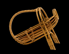 French Vintage Rattan Wine Bottle Holder or Cradle, Mid-20th Century