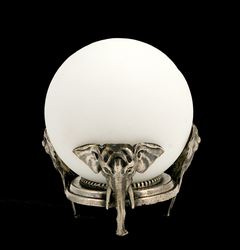 French Art Deco Elephant Night Light in Opaline Glass, circa 1920