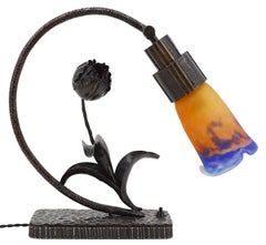 MULLER FRERES & G.MARCHAND Französische Jugendstil-/Deko-Schreibtisch-/Tischlampe, 1910er Jahre