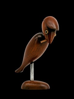 Mid-Century Wooden Smoking Woodpecker Wine and Bar Set, circa 1960s