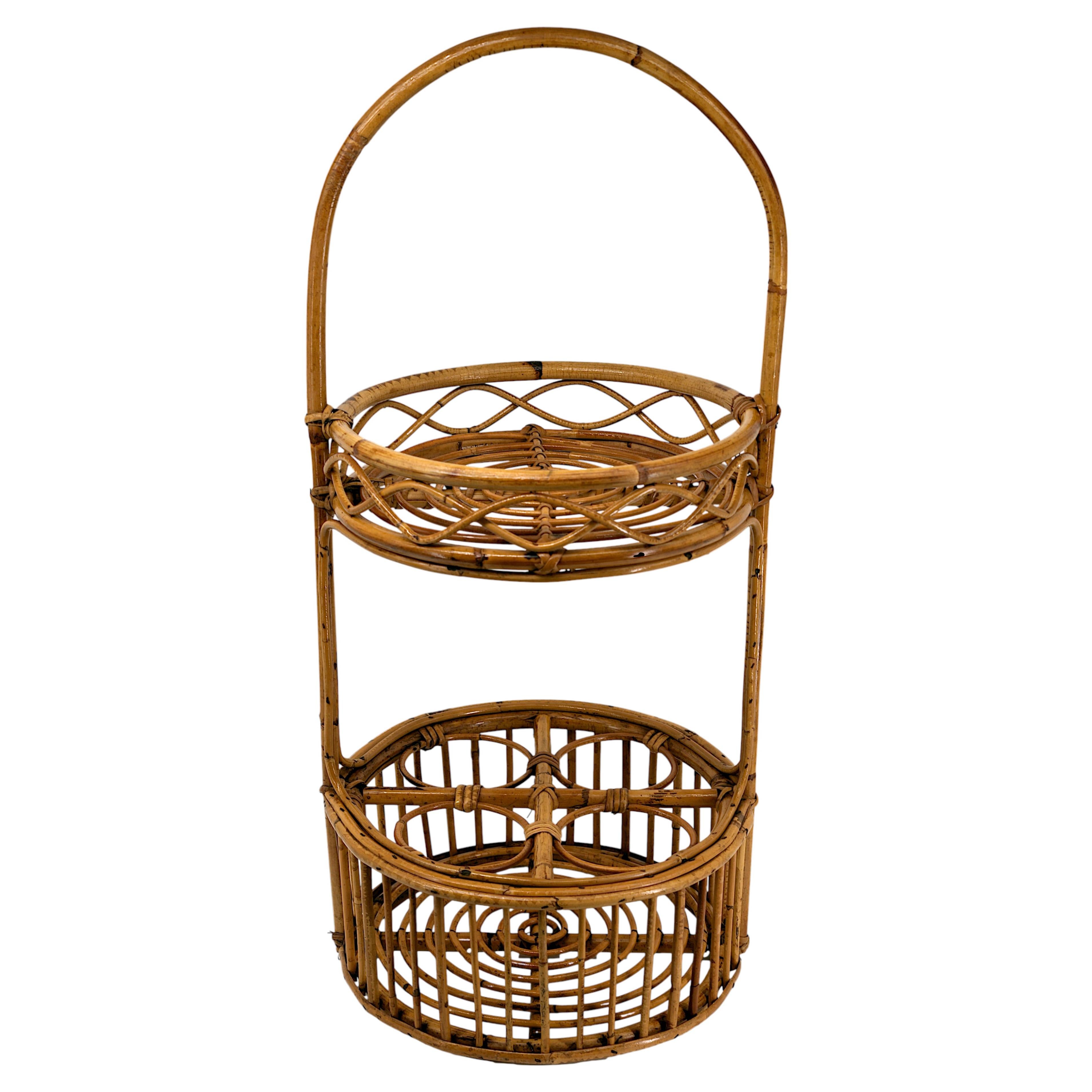 French Mid-Century Rattan Aperitif Serving Table by Louis Sognot, 1950s For Sale