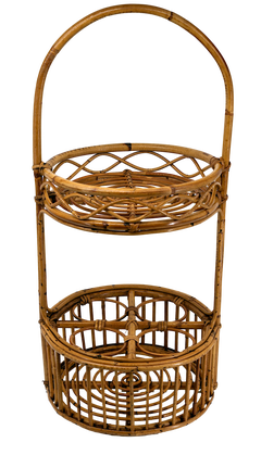 French Mid-Century Rattan Aperitif Serving Table by Louis Sognot, 1950s