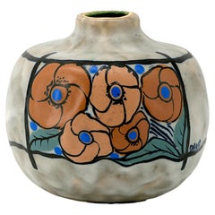 Vaso floreale in ceramica Art Déco francese di Louis Dage, 1930 circa