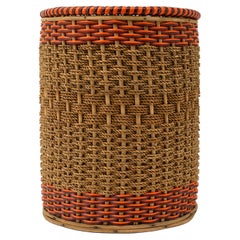 Französischer Papierkorb aus Seil, Rattan und Kunststoff aus der Mitte des 20. Jahrhunderts, um 1960