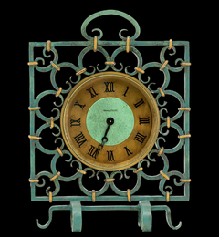 Horloge de table Jaeger-LeCoultre des années 1950, en fer forgé et bronze, Suisse