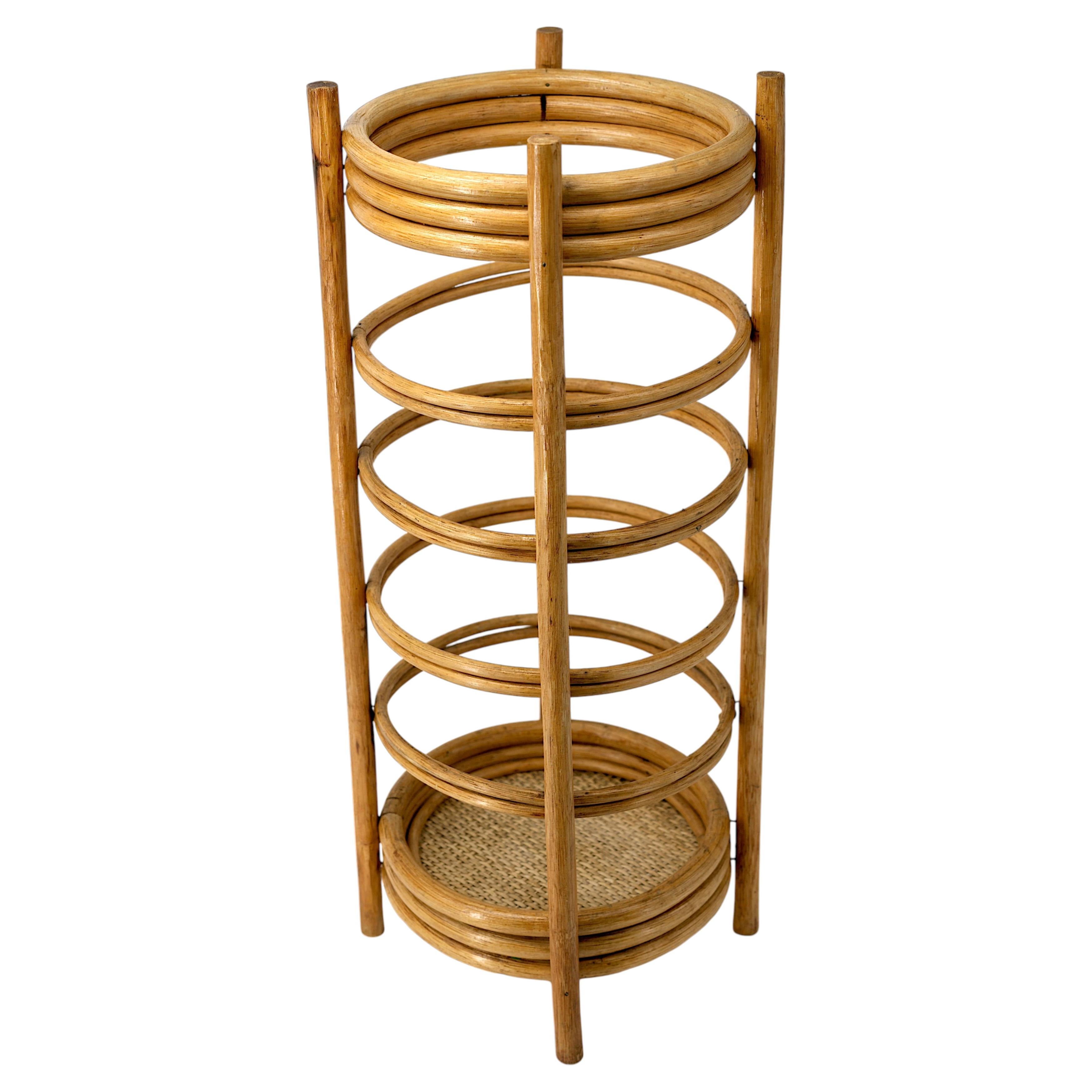 Mid-Century Rattan and Wicker Umbrella Stand, France, circa 1950 For Sale