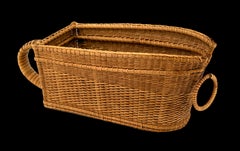 Louis Sognot Woven Wicker Bottle Holder, France, circa 1960