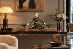 Georges Gori: Große französische Art-déco-Skulptur „Dame mit Vögeln“, 1920