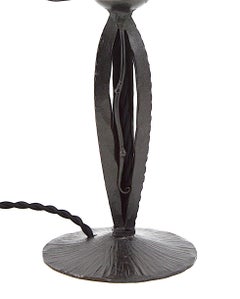 Französische Art-Déco-Tischlampe, Schmiedeeisen und Alabaster, 1920er Jahre