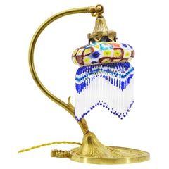Fratelli Toso Murine Table Lamp, Art Nouveau Glass & Bronze, Italy