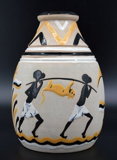 Rare vase en céramique Art déco français, Exposition coloniale de Paris, 1931