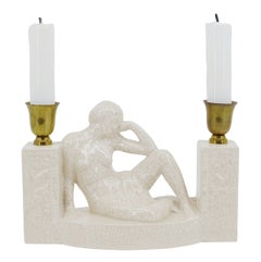 French Art Deco Crackle Glaze Ceramic Demeter or Ceres Table Lamp, 1920