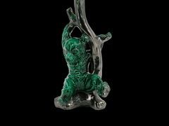 French Art Deco Green Ceramic Bear Lamp by S.R. Bonome, Paris, 1920