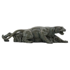 French Art Deco Tiger on the Prowl Sculpture by Magnelli, 1920s