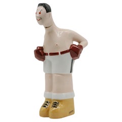 Georges BASTARD Art Deco White Boxer Porcelain Bottle 1924, Paris Olympic Games
