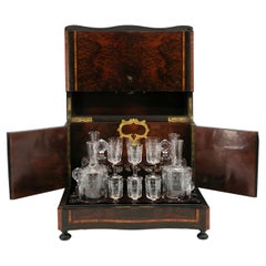 French Napoleon III Thuya Burl Liquor Box with 4 Decanters, circa 1860