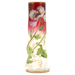 Legras “Musset” Art Nouveau Enameled Poppy Glass Vase, circa 1900
