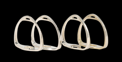 Hermès Paris Set of 4 Stirrup Napkin Rings in Solid Silver & Vermeil circa 1970