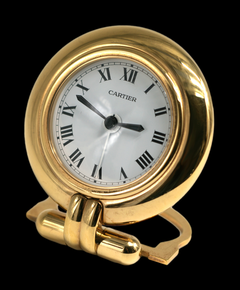 Cartier Paris Colisée Gold-Plated Desk Alarm Clock, France, circa 1990