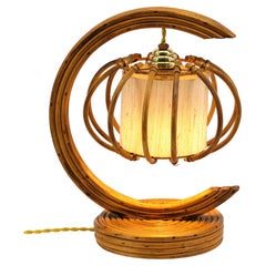 French Mid-Century Rattan Table Lamp by Louis Sognot, 1950s