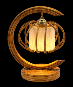 French Mid-Century Rattan Table Lamp by Louis Sognot, 1950s