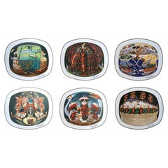 Salvador Dalí Set of Six Les Dîners de Gala Limoges Porcelain Plates, 1981