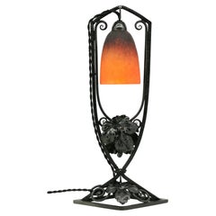 French Art Deco Wrought Iron Table Lamp by Charles Schneider, 1920