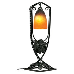 French Art Deco Wrought Iron Table Lamp by Charles Schneider, 1920