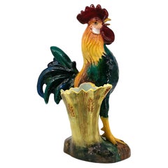 Jérôme Massier, vase en forme de coq en céramique, Vallauris, vers 1900