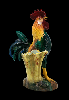 Jérôme Massier, vase en forme de coq en céramique, Vallauris, vers 1900