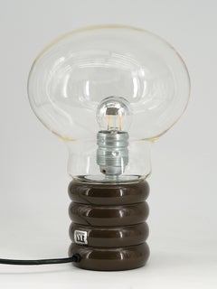 Ingo Maurer “Bulb” Table Lamp for Design M, Brown Metal and Clear Glass, c. 1970