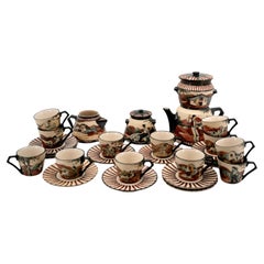 French Ciboure Stoneware Demitasse Coffee Service for Twelve, 1970s