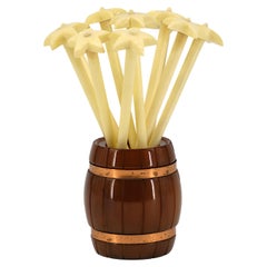 French Bakelite and Copper Cocktail Stirrer Set, 10 Pieces, circa 1920