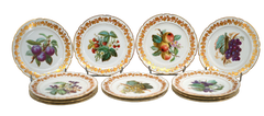 Set of 12 French Napoleon III Porcelain Plates, Lahoche & Pannier, circa 1860