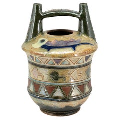 Roger Guérin – Grand vase belge Art déco en grès polychrome, vers 1920