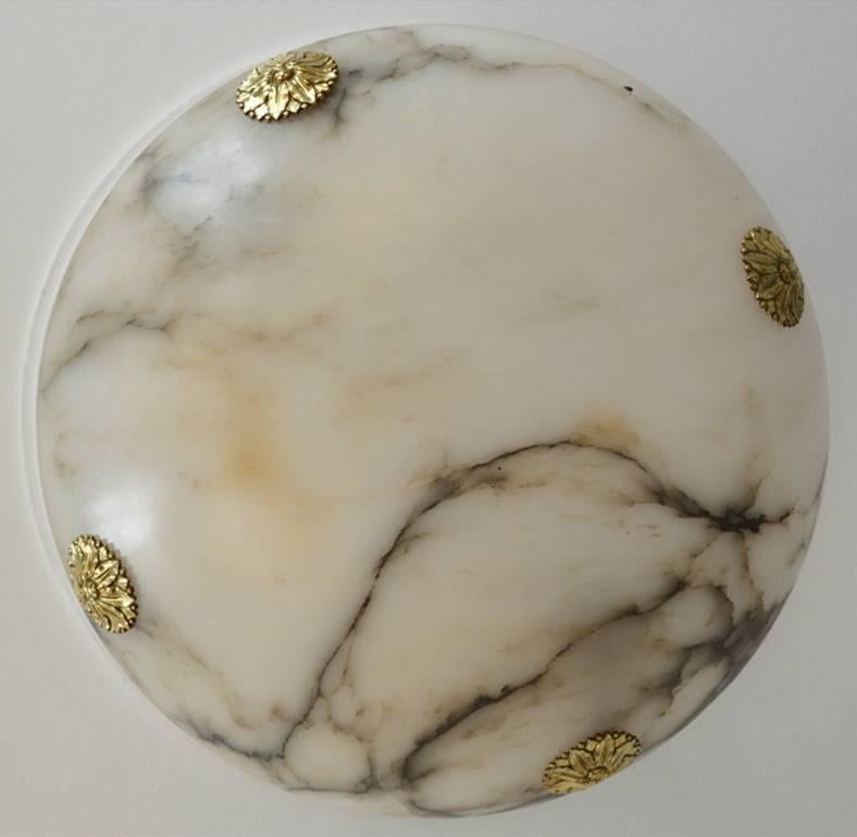 Large French Art Deco Alabaster Pendant Chandelier, 1930 2