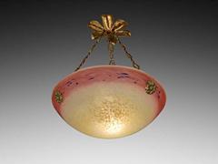Französischer Art-Déco-Hängelampe-Kronleuchter, Degue, Ende der 1920er Jahre