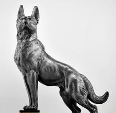 Louis-Albert Carvin Large French Art Deco German Shepherd Sculpture, 1930