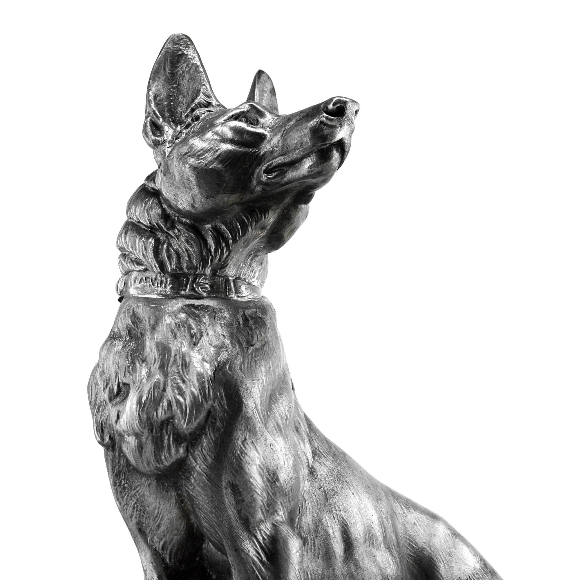 Français Louis-Albert Carvin French Large Art Deco German Shepherd Sculpture, 1930