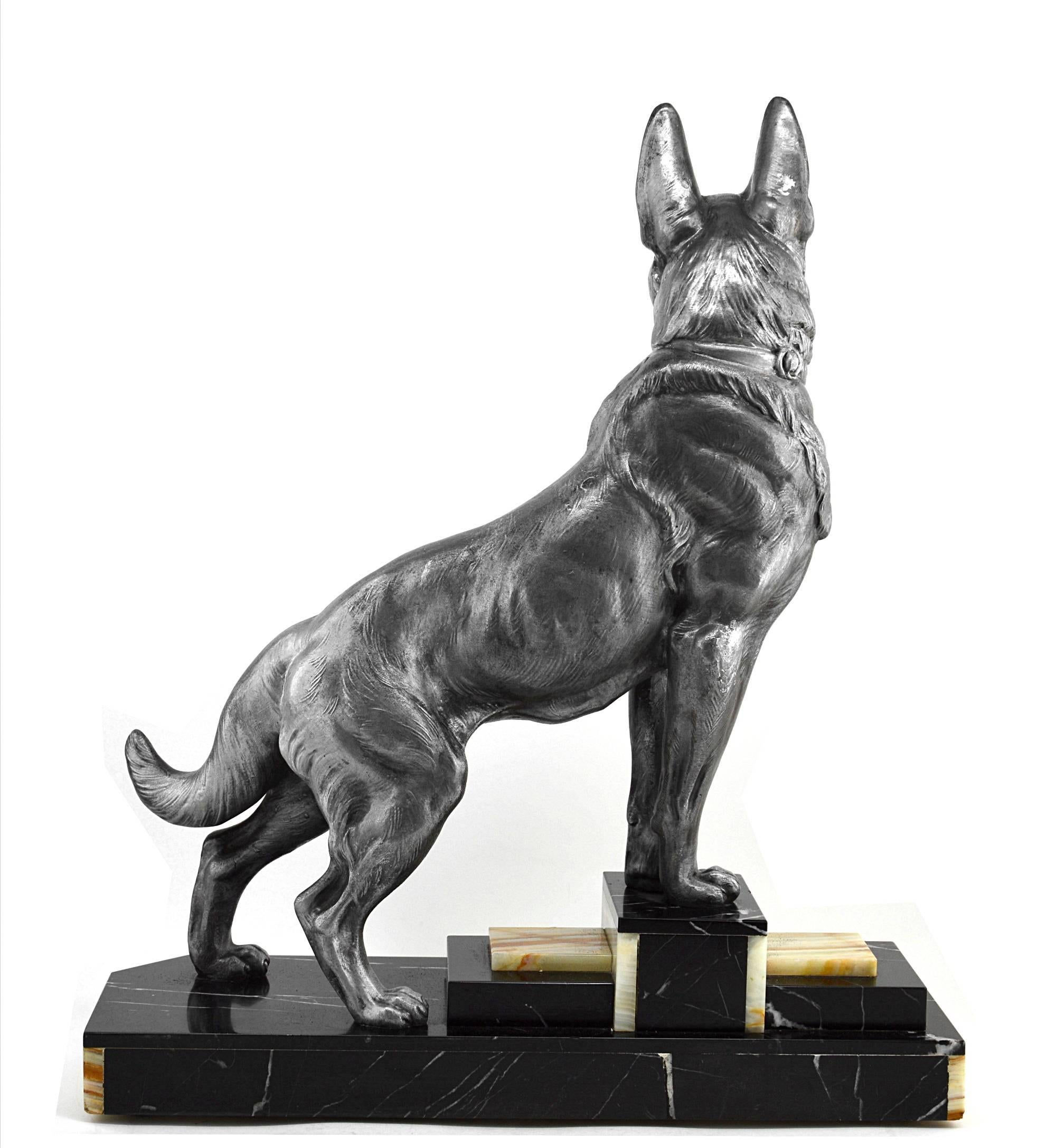 Louis-Albert Carvin Large French Art Deco German Shepherd Sculpture, 1930 1