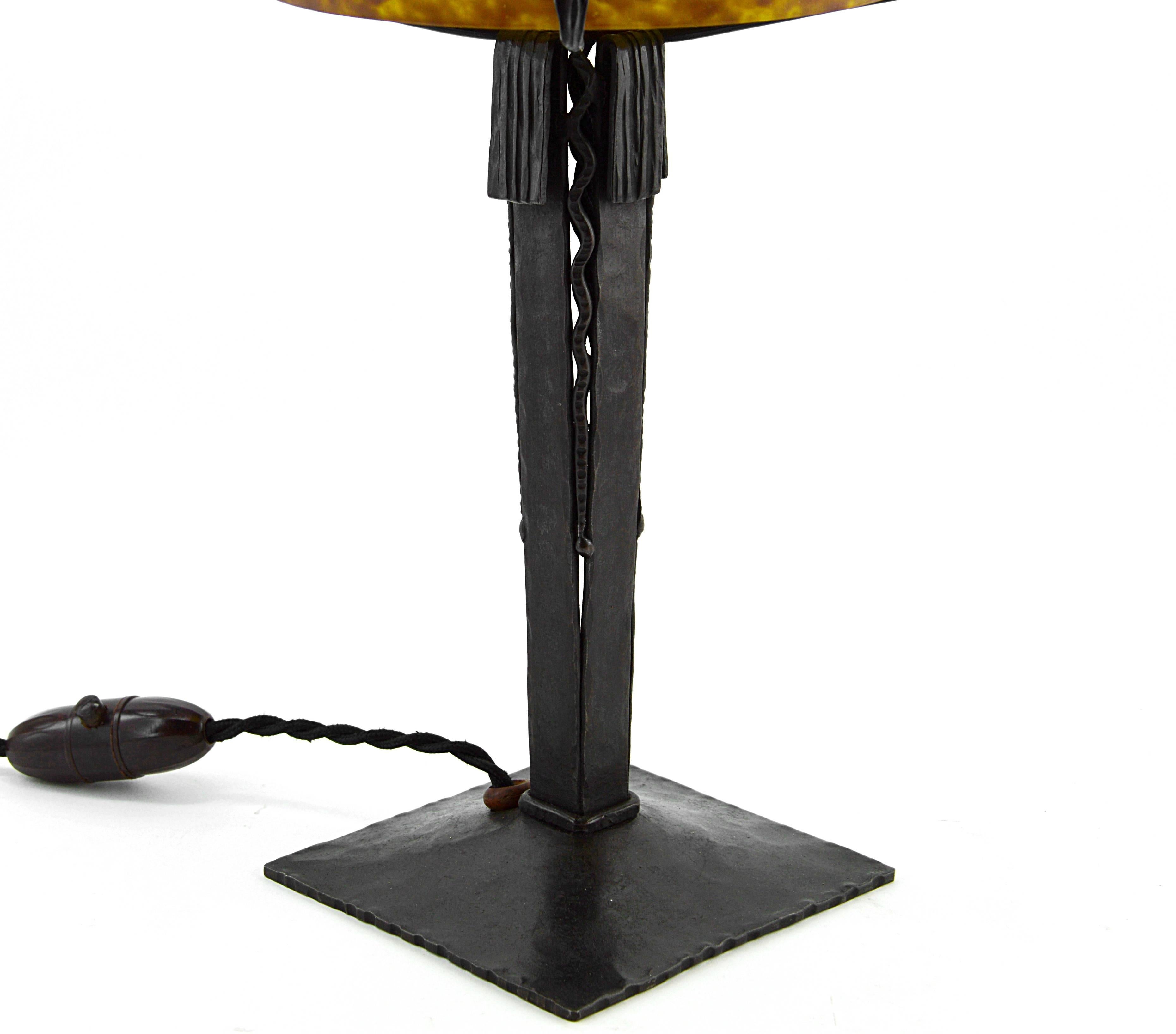 Verre Lampe de table André Delatte Art déco français, fin des années 1920