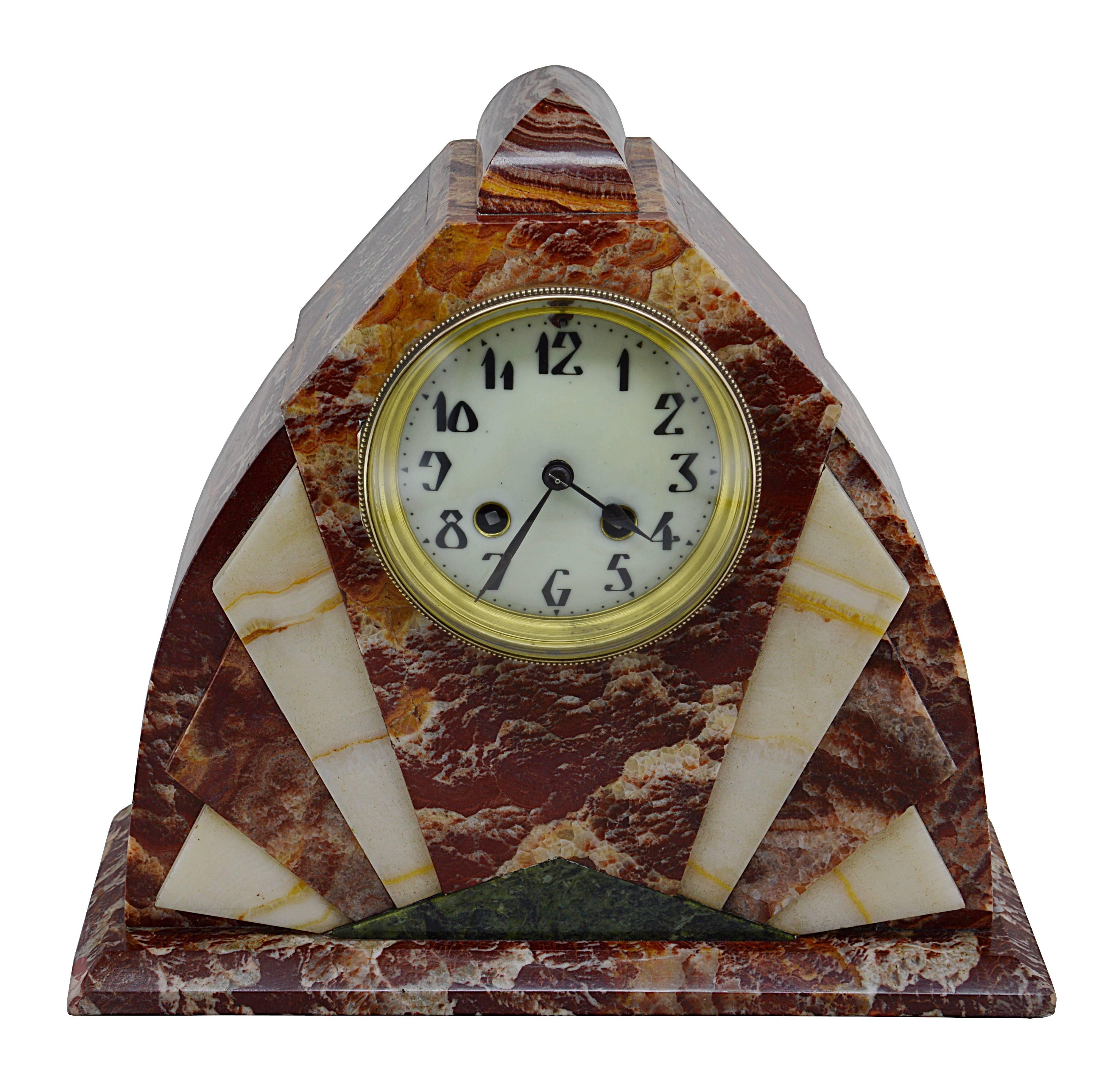 Early 20th Century French Art Deco Marble Mantel Clock, 1920