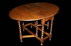 Late 19th Century Drop-Leaf Table with Barley Twist Legs