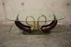 Vintage Brass Swan Table, 1980s