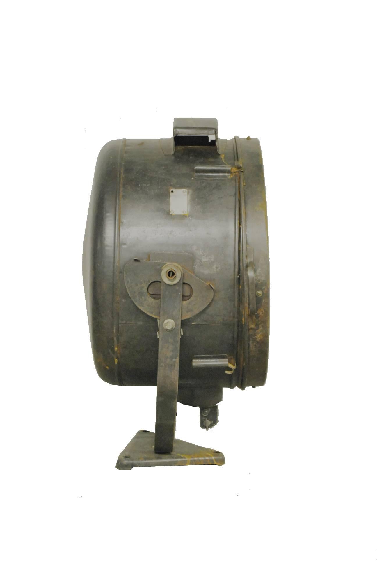 Large vintage Industrial spot or signal lamp. This Industrial spot probably comes from a ship, but this type of lamps was often sene mounted on large poles to enlighten larger areas. This lamp makes a great floor lamp for the living or would be a