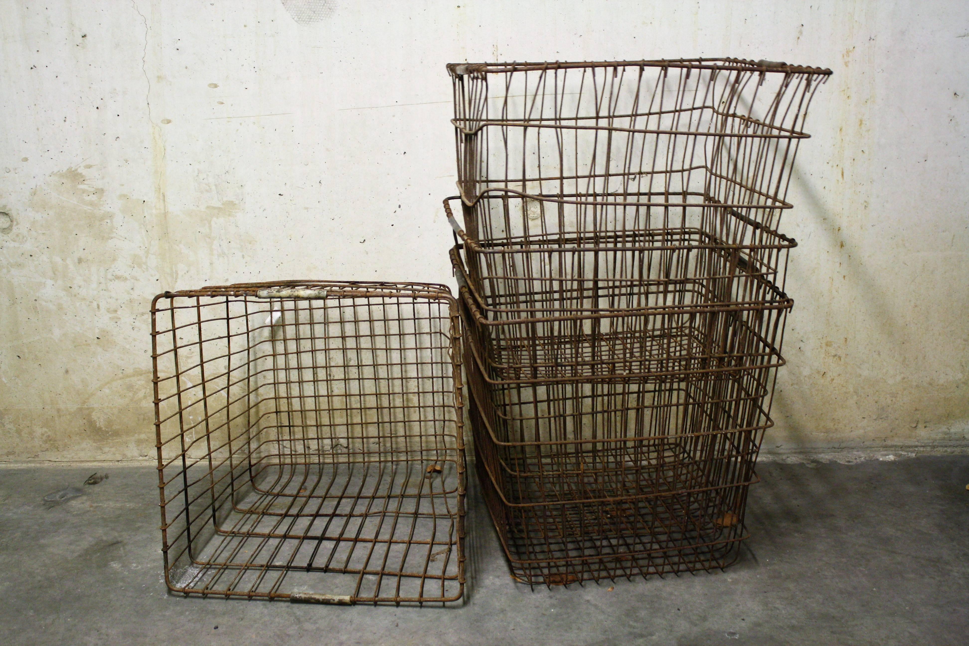 Industrial Vintage Wire Baskets, 1950s For Sale