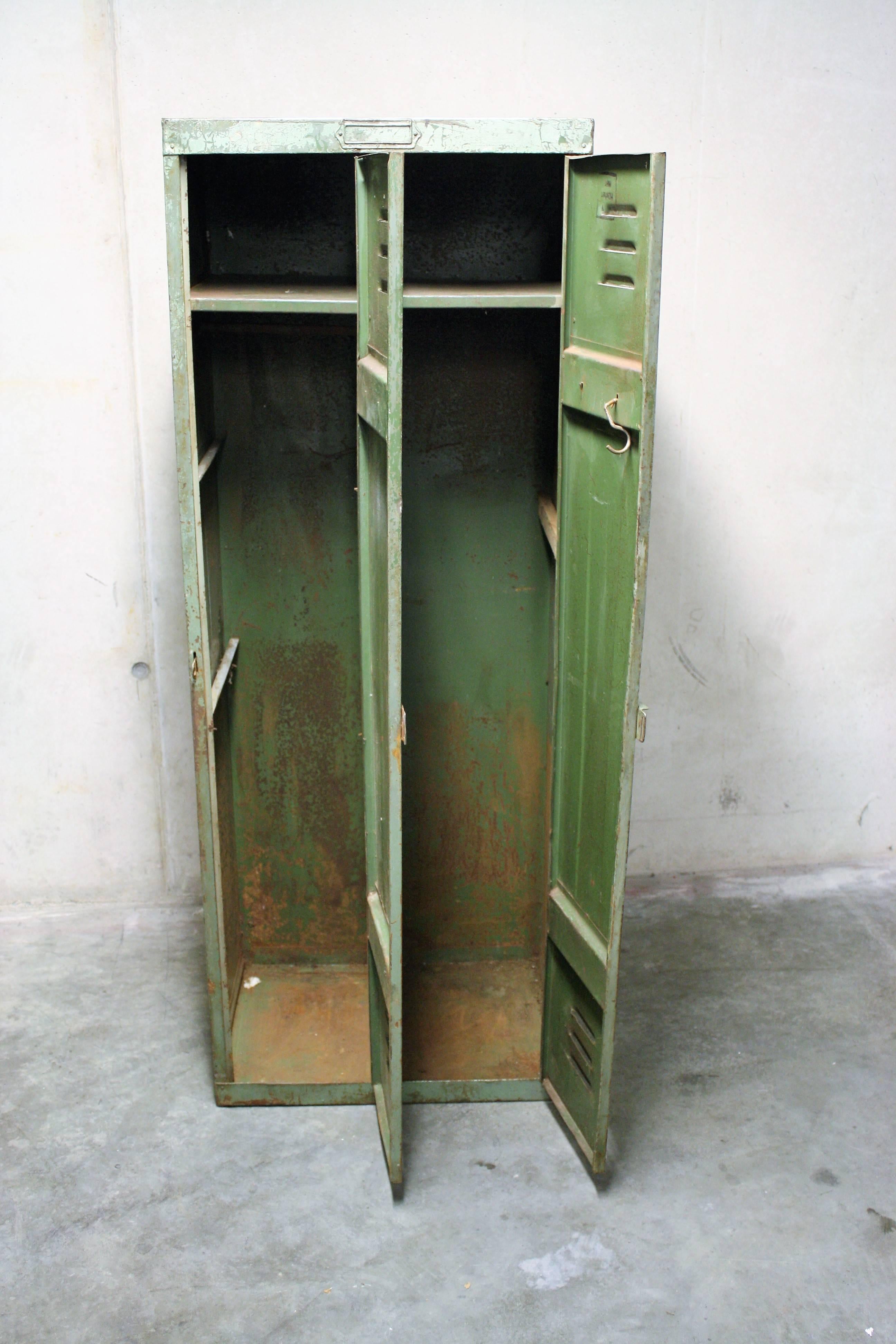 Belgian Vintage Green Industrial Locker, 1930s
