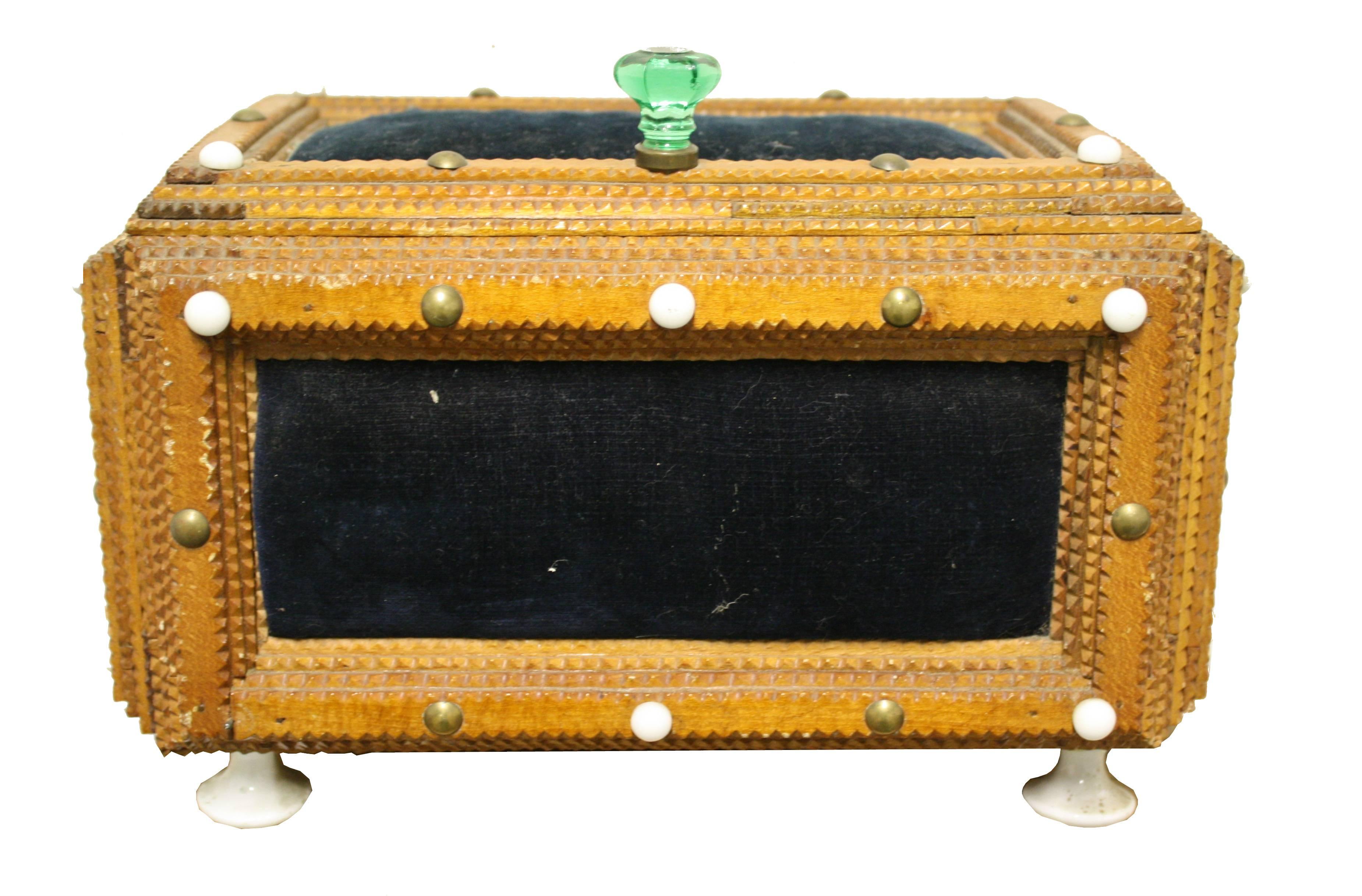 North American Antique Tramp Art Box, 1920s For Sale