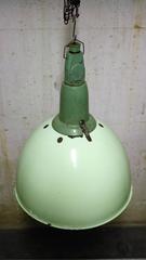 Green Industrial Pendant Lights, 1950s